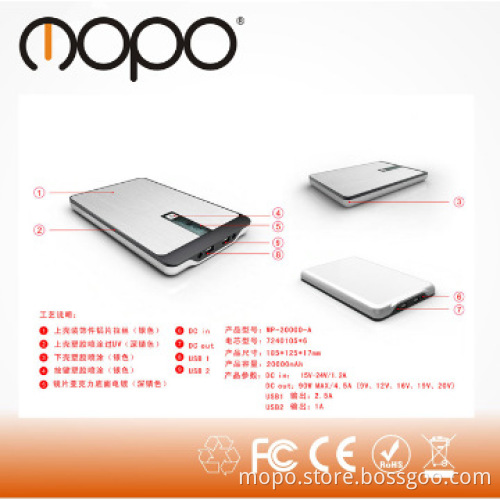 Portable laptop&tablet charger high capacity 23000mAh powerbank